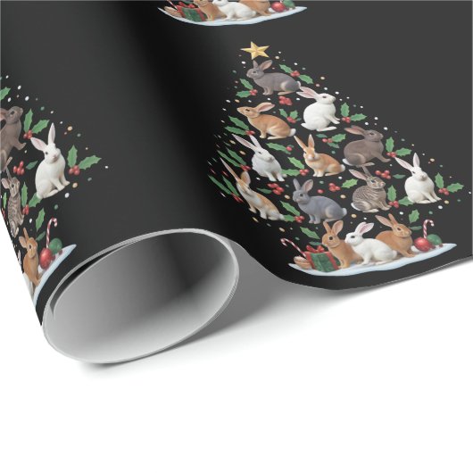 Bunny Rabbit Christmas Tree Lights Pet Animals Cadeaupapier (Rol Hoek)