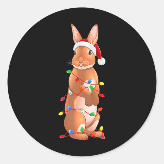 Bunny Rabbit Christmas Tree Pet Ornament Decor Ronde Sticker (Voorkant)