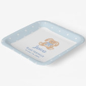 Bunny Rabbit Classic Polka Dots Boy Baby shower Papieren Bordje (Gebogen)