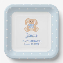 Bunny Rabbit Classic Polka Dots Boy Baby shower Papieren Bordje