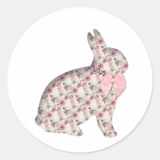 Bunny Rabbit Collage Ontvlechtingspakketbloemen Pa Ronde Sticker (Voorkant)