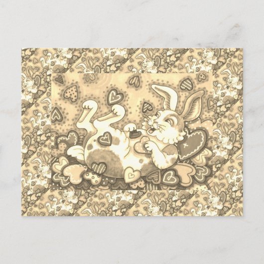 BUNNY RABBIT & COLORFUL HEARTS RAINING VALENTIJNSE FEESTDAGENKAART (Voorkant)