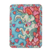 BUNNY RABBIT & COLORFUL HEARTS RAINING VALENTIJNSE MAGNEET (Verticaal)