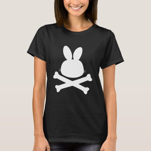 Bunny Rabbit Crossbones No Skull Not Scary Fun Gag T-shirt (Voorkant)