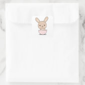 Bunny Rabbit Cute Animals voor meisjes paasbrood Vierkante Sticker (Tas)