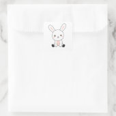 Bunny Rabbit Cute Animals voor meisjes paasbrood Vierkante Sticker (Tas)