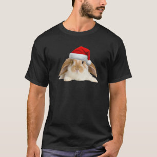 Bunny Rabbit Cute Santa Hat Afbeelding Funny Kerst T-shirt
