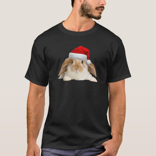 Bunny Rabbit Cute Santa Hat Afbeelding Funny Kerst T-shirt (Voorkant)
