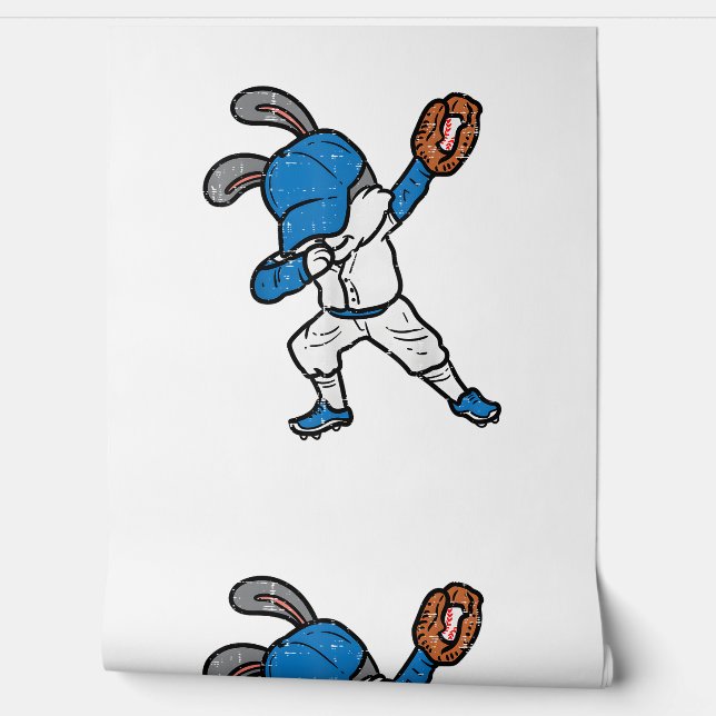Bunny Rabbit Dab Baseball Paasjongen Behang (Afrollen)