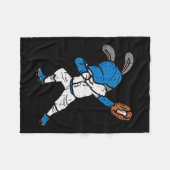Bunny Rabbit Dab Baseball Paasjongen Fleece Deken (Voorkant (Horizontaal))