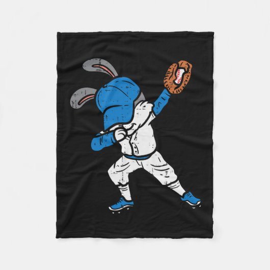 Bunny Rabbit Dab Baseball Paasjongen Fleece Deken (Voorkant)