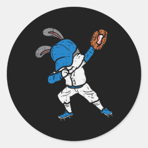 Bunny Rabbit Dab Baseball Paasjongen Ronde Sticker