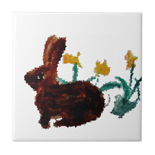 Bunny Rabbit Daffodil Art Spring Tegeltje (Voorkant)