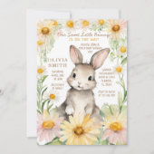 Bunny Rabbit Daisy Flower Garden Baby shower Kaart (Voorkant)