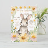 Bunny Rabbit Daisy Flower Garden Baby shower Kaart (Staand voorkant)