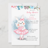 Bunny Rabbit Dancing Ballerina Baby shower Kaart (Voorkant)