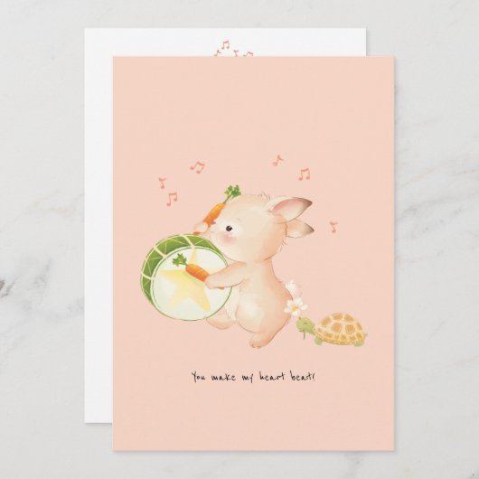 Bunny Rabbit Drummer Music Parade Bedankkaart (Voorkant / Achterkant)