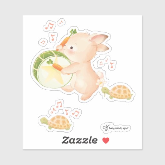 Bunny Rabbit Drummer - Music Parade Sticker (Vel)