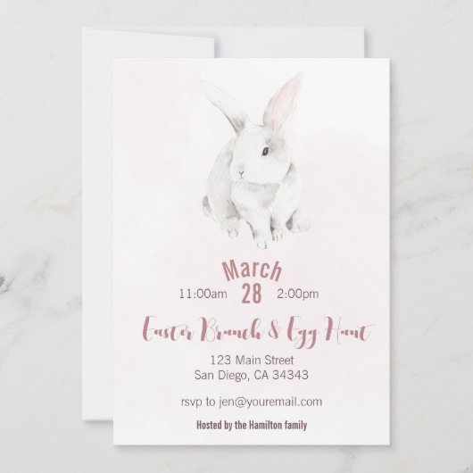 Bunny Rabbit Easter Brunch & Egg Hunt Invitation Kaart (Voorkant)