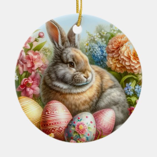 Bunny Rabbit Easter Holiday Tree Ornament (Voorkant)