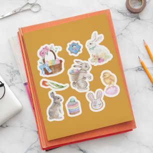 Bunny Rabbit Easter Spring Basket Gift Set Sticker