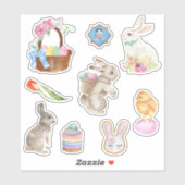 Bunny Rabbit Easter Spring Basket Gift Set Sticker (Vel)