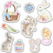 Bunny Rabbit Easter Spring Basket Gift Set Sticker (Voorkant)