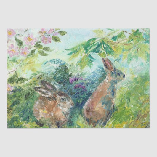 Bunny Rabbit Easter Spring Summer Artwork Tissuepapier (Voorkant)