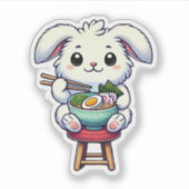 Bunny Rabbit Eating Ramen Sticker (Voorkant)