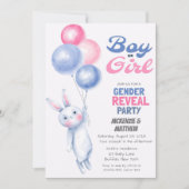 Bunny Rabbit en Balloon Gender onthullen Baby show Kaart (Voorkant)