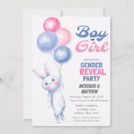 Bunny Rabbit en Balloon Gender onthullen Baby show Kaart