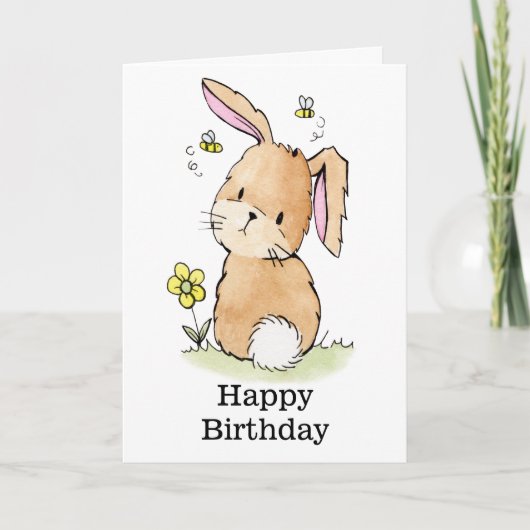 Bunny Rabbit en bijen Birthday Kaart (Voorkant)
