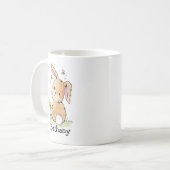 Bunny Rabbit en bijen, speciaal gepersonaliseerd Koffiemok (Voorkant links)