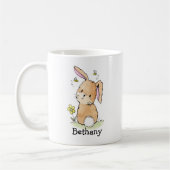 Bunny Rabbit en bijen, speciaal gepersonaliseerd Koffiemok (Links)