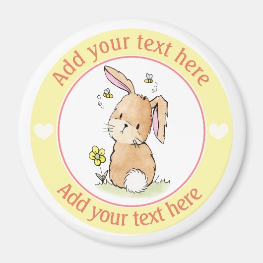 Bunny Rabbit en bijen, speciaal gepersonaliseerd Magneet (Voorkant)