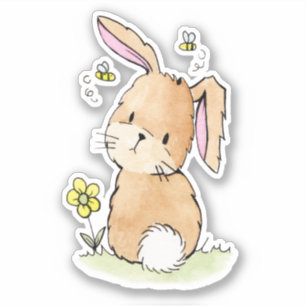 Bunny Rabbit en bijen Sticker