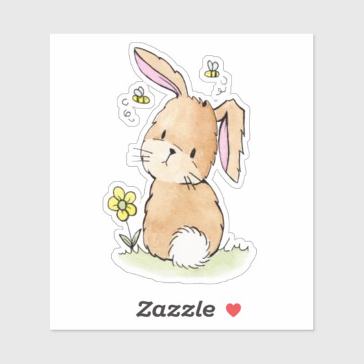 Bunny Rabbit en bijen Sticker (Vel)