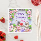 Bunny Rabbit en Butterfly verjaardagsfeestje Servet (Insitu)