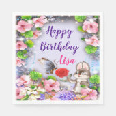 Bunny Rabbit en Butterfly verjaardagsfeestje Servet (Voorkant)