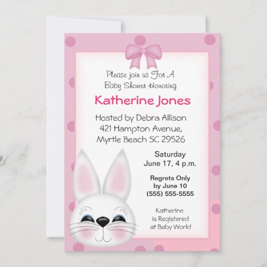 Bunny Rabbit Face Baby shower Kaart (Voorkant)