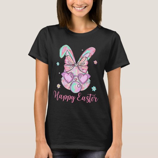 Bunny Rabbit Face Coquette Bow Paasdag Bubblegu T-shirt (Voorkant)