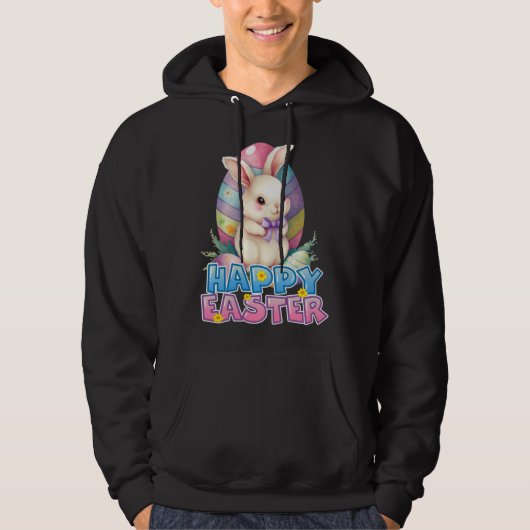 Bunny Rabbit Face Happy Easter Day Women Girls Hoodie (Voorkant)