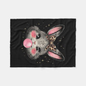 Bunny Rabbit Face Leopard Coquette Bow Paasdag Fleece Deken (Voorkant (Horizontaal))