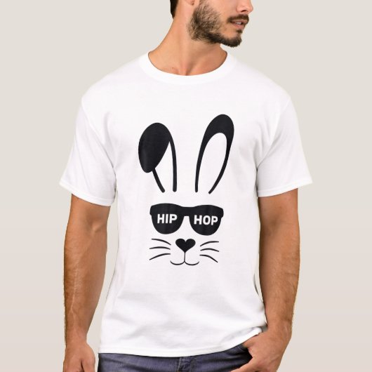 Bunny Rabbit Face met zonnebril Paasdagboeien T-shirt (Voorkant)