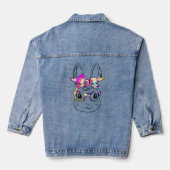Bunny Rabbit Face Tie Dye Glasses Girl Happy Denim Jacket (Achterkant)