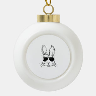Bunny Rabbit Face Tie Dye Glasses Girl Happy Keramische Bal Ornament