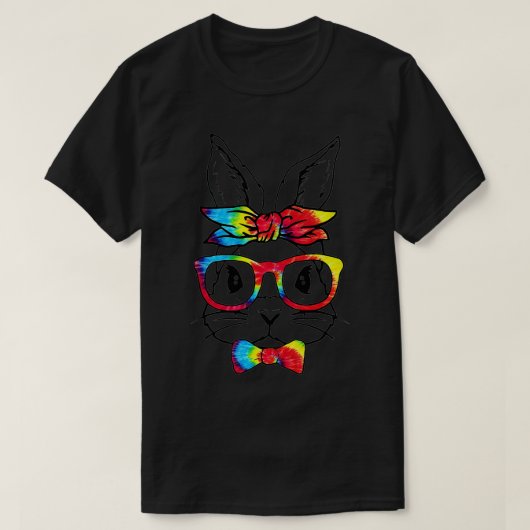 Bunny Rabbit Face Tie Dye Glasses Girl Happy T-shirt (Design voorkant)