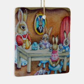 Bunny Rabbit Family Hot Cocoa Break Waterverf Art Keramisch Ornament (Rechts)
