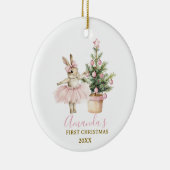Bunny Rabbit First Christmas Keepsake Baby Girl Keramisch Ornament (Rechts)
