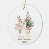 Bunny Rabbit First Christmas Keepsake Baby Girl Keramisch Ornament (Links)